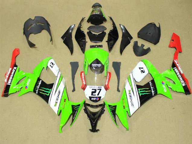 Acquista Carena Moto Kawasaki ZX10R 2008-2010 - Verde Bianco Rosso Nero Elf Verde Mostro Energy 27