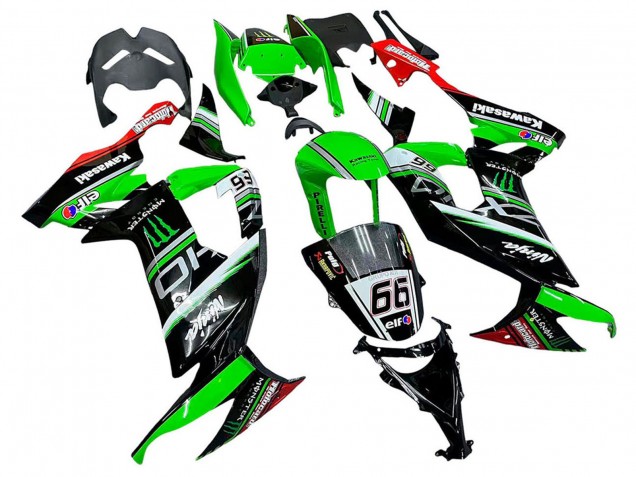 Acquista Carena Moto Kawasaki ZX10R 2008-2010 - Verde Bianco Rosso Nero Mostro Elf 66