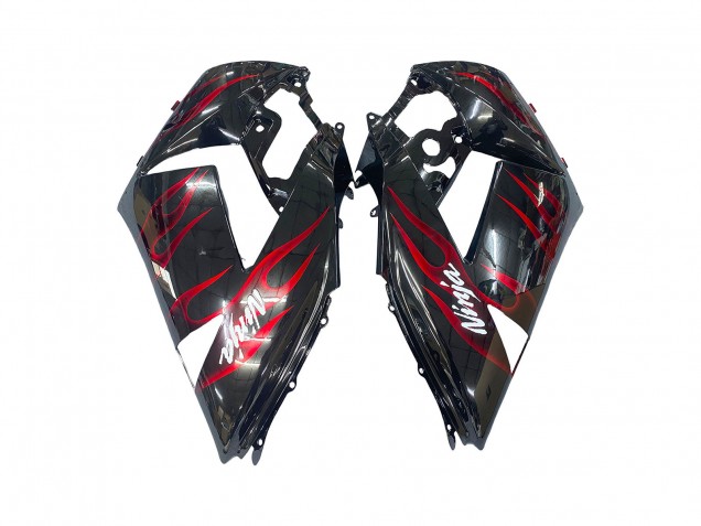 Acquista Kit Carena Moto Kawasaki ZX14R ZZR1400 2006-2011 - Nero Lucido Rosso Fiamma
