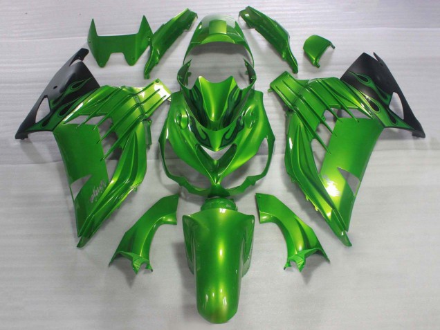 Acquista Kit Carena Moto ABS Kawasaki ZX14R ZZR1400 2006-2011 - Verde Nero Lucido