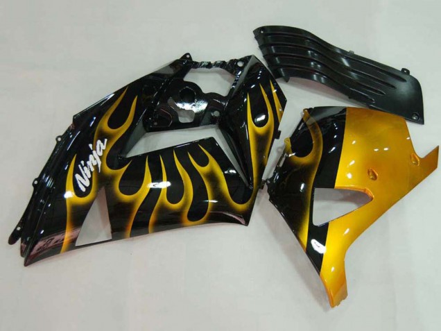 Acquista Carena Moto Kawasaki ZX14R ZZR1400 2006-2011 - Nero Lucido Oro Fiamma