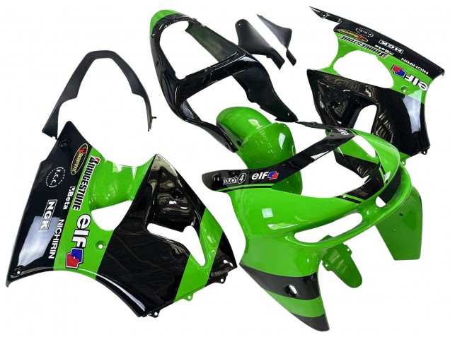 Acquista Carena Moto Kawasaki ZX6R 1998-1999 - Verde Nero Lucido Elf Bridgestone