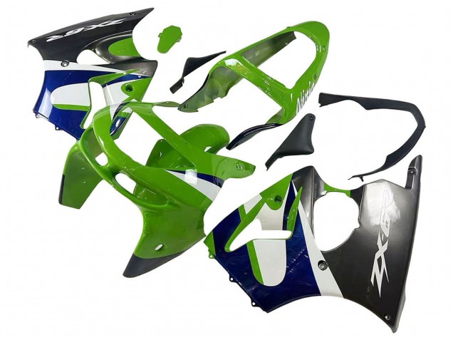 Acquista Carena Moto Kawasaki ZX6R 1998-1999 - Verde Bianco Blu Argento Nero Lucido