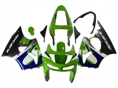 Acquista Carena Moto Kawasaki ZX6R 1998-1999 - Verde Bianco Blu Argento Nero Lucido