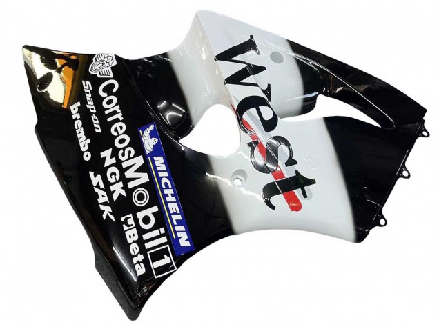 Acquista Carena Moto Kawasaki ZX6R 2000-2002 - Nero Lucido Bianco West Michelin
