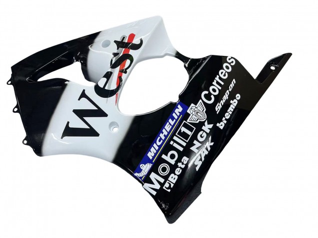 Acquista Carena Moto Kawasaki ZX6R 2000-2002 - Nero Lucido Bianco West Michelin