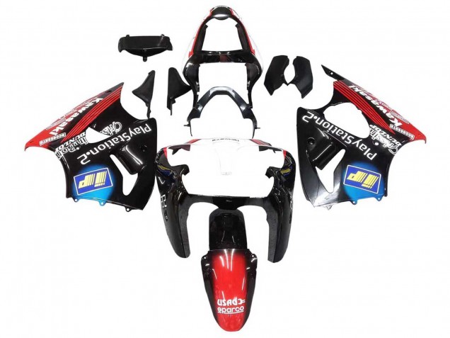 Acquista Carena Moto Kawasaki ZX6R 2000-2002 - Nero Lucido Rosso Blu Rosso PlayStation 2