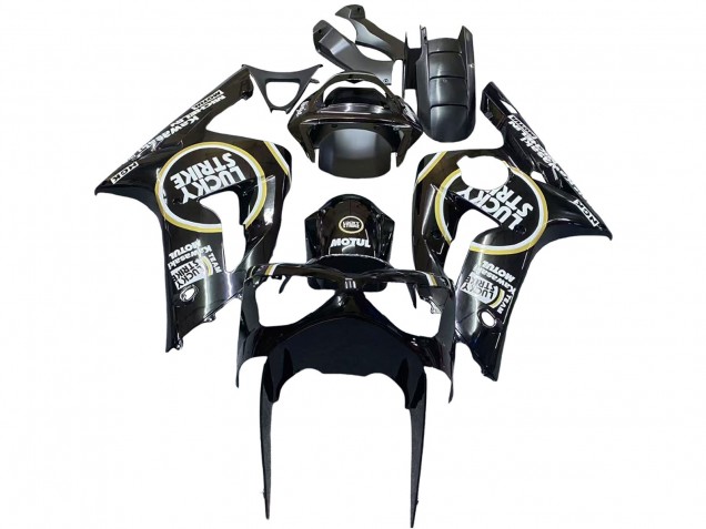 Acquista Carena Moto Kawasaki ZX6R 2003-2004 - Nero Lucido Bianco Motul Lucky Strike
