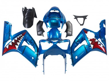 Acquista Carena Moto Kawasaki ZX6R 2003-2004 - Blu Bianco Rosso Squalo