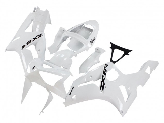 Acquista Carena Moto Kawasaki ZX6R 2003-2004 - Bianco Nero Decals