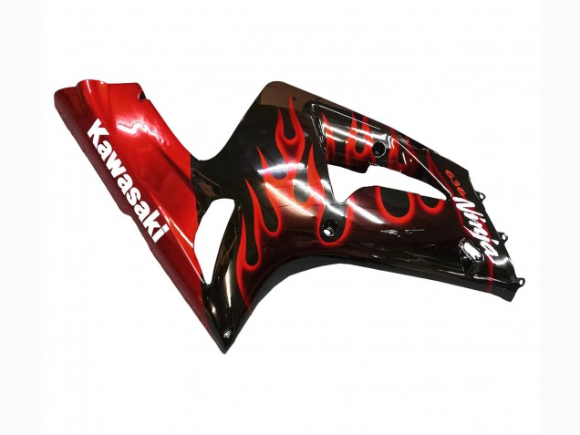 Acquista Carena Moto Kawasaki ZX6R 2003-2004 - Nero Lucido Rosso Fiamma