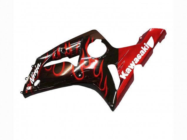Acquista Carena Moto Kawasaki ZX6R 2003-2004 - Nero Lucido Rosso Fiamma