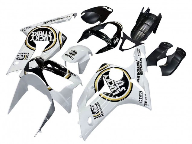 Acquista Carena Moto Kawasaki ZX6R 2003-2004 - Bianco Nero Motul Lucky Strike