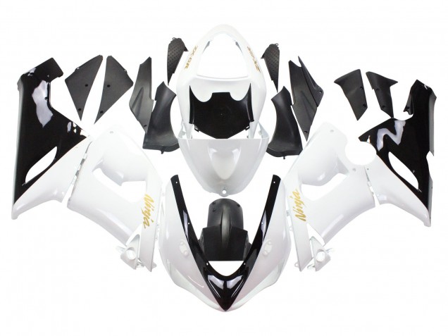 Acquista Carena Moto Kawasaki ZX6R 2005-2006 - Bianco Nero Oro Ninja