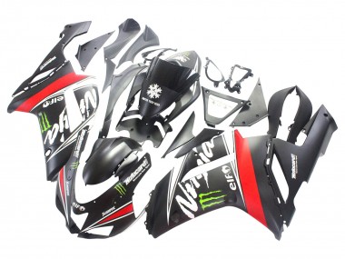 Acquista Carena Moto Kawasaki ZX6R 2007-2008 - Nero Bianco Rosso Bianco Nevicare Decal Ninja Elf