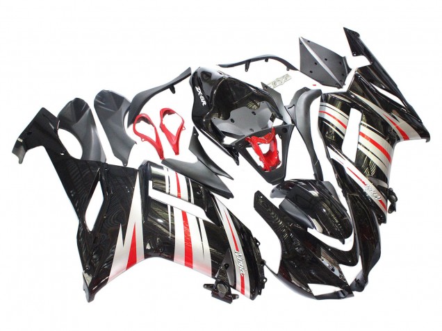 Acquista Carena Moto Kawasaki ZX6R 2007-2008 - Nero Argento Rosso Ninja
