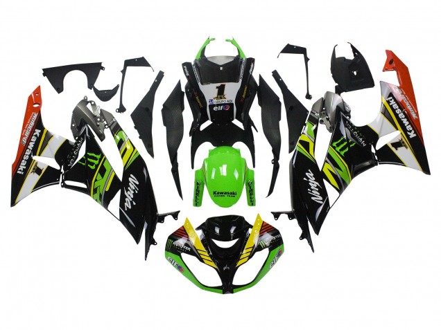 Acquista Carena Moto Kawasaki ZX6R 2009-2012 - Verde Nero Lucido Giallo Bianco Rosso Elf Mostro