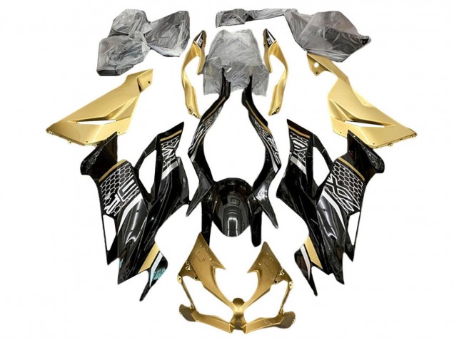 Acquista Carena Moto Kawasaki ZX6R 2019-2022 - Oro Nero Lucido Bianco Honeycomb