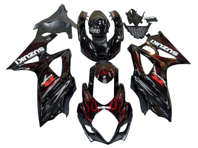 Acquista Carena Moto Suzuki GSXR 1000 2007-2008 - Nero Rosso Fiamma
