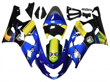 Acquista Carena Moto Suzuki GSXR 600 / GSXR 750 2004-2005 - Blu Giallo Nero Squalo