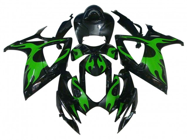 Acquista Carena Moto Suzuki GSXR 600 / GSXR 750 2004-2005 - Nero Lucido Verde Fiamma