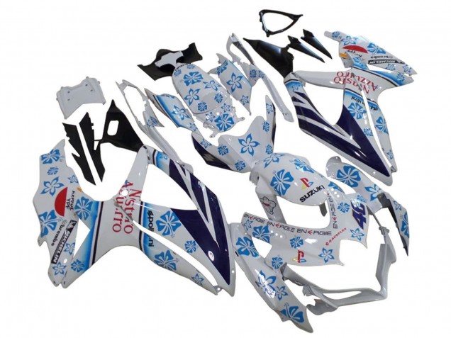 Acquista Carena Moto Suzuki GSXR 600 / GSXR 750 2006-2007 - Bianco Blu Nero Rosso Nastro Azzurro