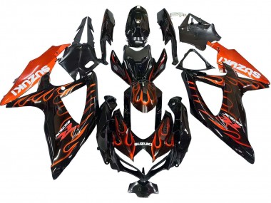 Acquista Carena Moto Suzuki GSXR 600 / GSXR 750 2008-2010 - Nero Lucido Arancia Fiamma