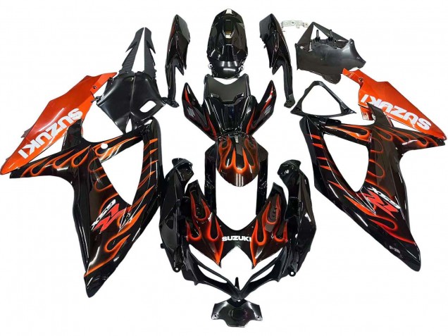 Acquista Carena Moto Suzuki GSXR 600 / GSXR 750 2008-2010 - Nero Lucido Arancia Fiamma