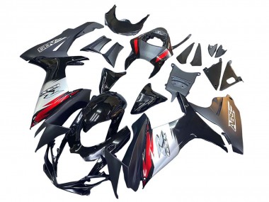 Acquista Carena Moto Suzuki GSXR 600 / GSXR 750 2011-2024 - Nero Lucido Forgiato Fibra di Carbonio Argento Rosso