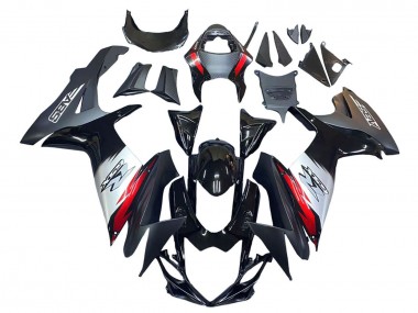 Acquista Carena Moto Suzuki GSXR 600 / GSXR 750 2011-2024 - Nero Lucido Forgiato Fibra di Carbonio Argento Rosso
