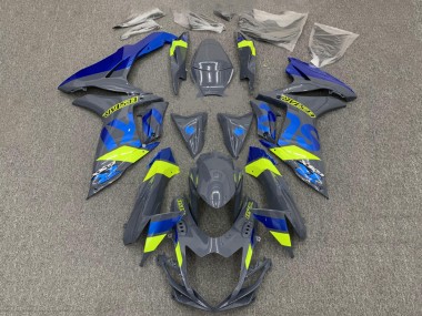 Acquista Carena Moto Suzuki GSXR 600 / GSXR 750 2011-2024 - Grigio Nardo Scuro Blu Fluorescent Giallo