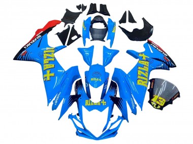 Acquista Carena Moto Suzuki GSXR 600 / GSXR 750 2011-2024 - Blu Oro Rosso Nero Rizla