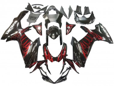 Acquista Carena Moto Suzuki GSXR 600 / GSXR 750 2011-2024 - Nero Lucido Rosso Fiamma