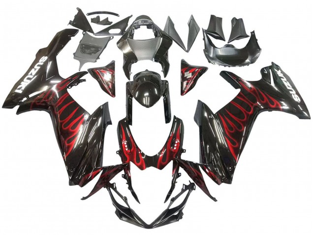 Acquista Carena Moto Suzuki GSXR 600 / GSXR 750 2011-2024 - Nero Lucido Rosso Fiamma