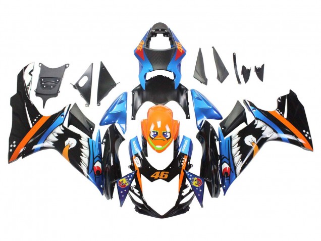 Acquista Carena Moto Suzuki GSXR 600 / GSXR 750 2011-2024 - Azzurro Chiaro Arancia Nero Bianco Squalo 46