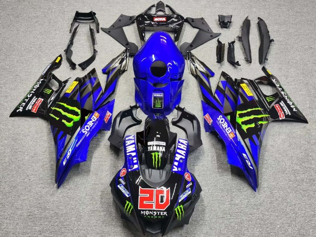 Acquista Carena Moto Yamaha YZF R3/R25 2019-2021 - Blu Nero Lucido Verde ENEOS Mostro 20