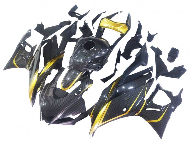 Acquista Carena Moto Yamaha YZF R3/R25 2019-2021 - Oro Nero Fibra di Carbonio