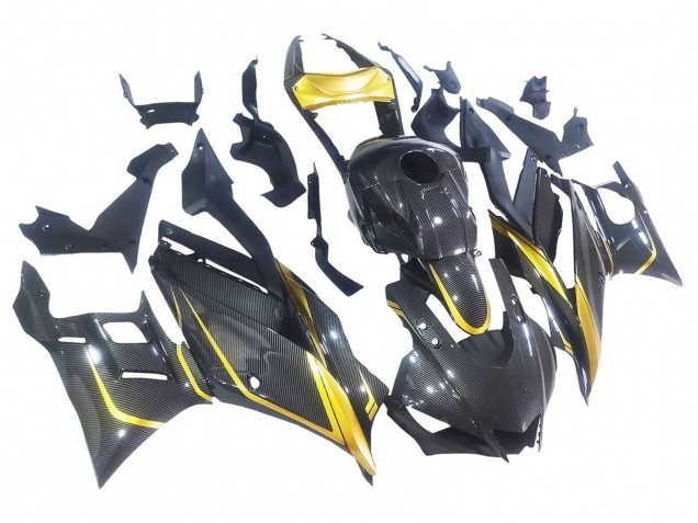 Acquista Carena Moto Yamaha YZF R3/R25 2019-2021 - Oro Nero Fibra di Carbonio