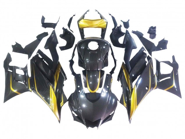 Acquista Carena Moto Yamaha YZF R3/R25 2019-2021 - Oro Nero Fibra di Carbonio