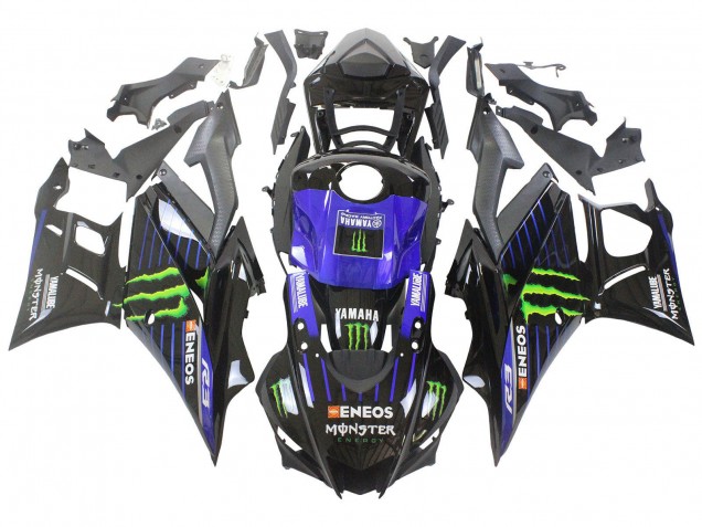 Acquista Carena Moto Yamaha YZF R3/R25 2022-2024 - Blu Verde Nero Mostro Yamalube ENEOS