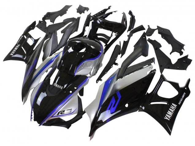 Acquista Carena Moto Yamaha YZF R3/R25 2022-2024 - Argento Blu Nero Lucido