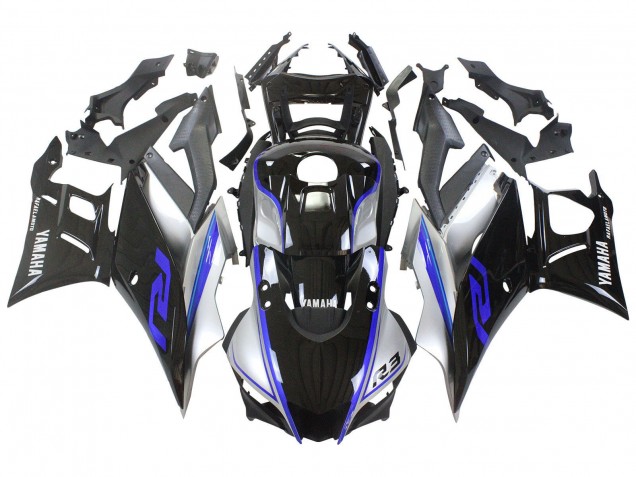 Acquista Carena Moto Yamaha YZF R3/R25 2022-2024 - Argento Blu Nero Lucido