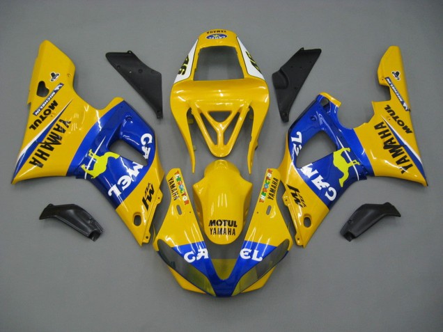 Acquista Carena Moto Yamaha YZF 1000 R1 2000-2001 - Bianco Giallo Blu Motul Cammello