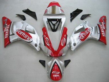 Acquista Carena Moto Yamaha YZF 1000 R1 2000-2001 - Argento Rosso Fortuna Motul