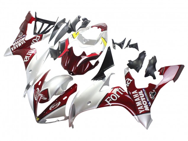 Acquista Carena Moto Yamaha YZF 1000 R1 2004-2006 - Argento Rosso Fortuna Motul