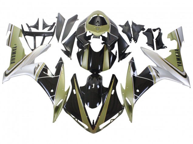 Acquista Carena Moto Yamaha YZF 1000 R1 2004-2006 - Oro Chiaro Bianco Nero Lucido