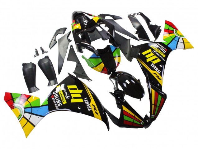 Acquista Carena Moto Yamaha YZF 1000 R1 2012-2014 - Nero Lucido Giallo Verde Blu Rosso Ruota dei Colori