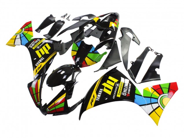 Acquista Carena Moto Yamaha YZF 1000 R1 2012-2014 - Nero Lucido Giallo Verde Blu Rosso Ruota dei Colori