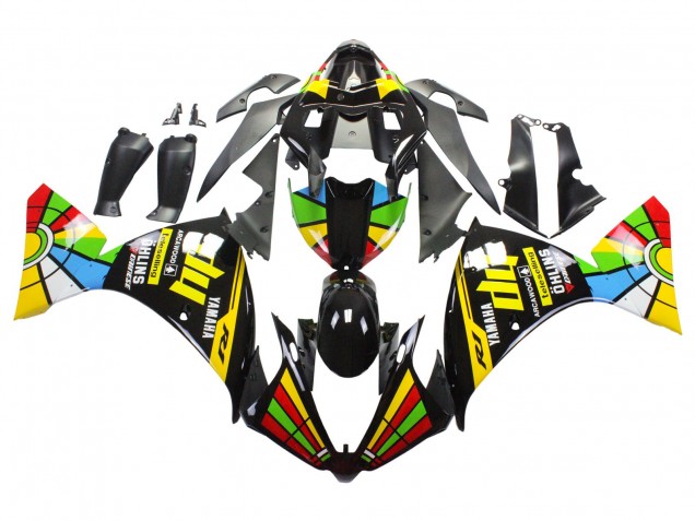 Acquista Carena Moto Yamaha YZF 1000 R1 2012-2014 - Nero Lucido Giallo Verde Blu Rosso Ruota dei Colori