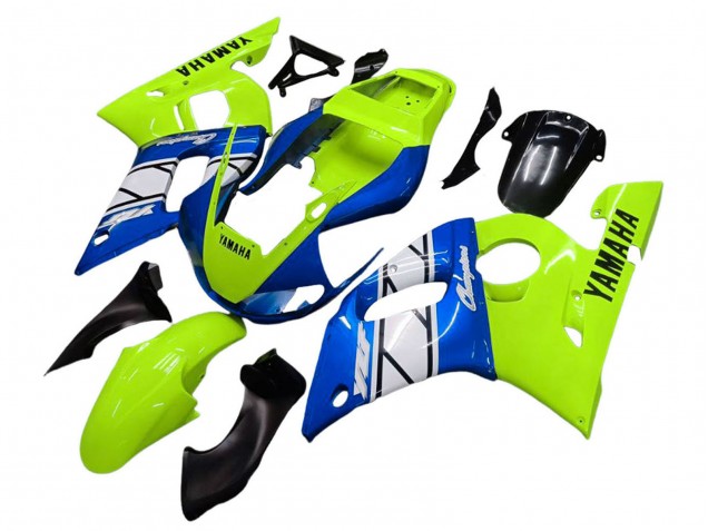 Acquista Carena Moto Yamaha YZF 600 R6 1998-2002 - Neon Verde Blu Bianco Champions